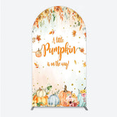 Aperturee - Aperturee A Little Pumpkin is on the Way Arch Backdrop Autumn Watercolor Floral Fall Baby Shower Party Decor
